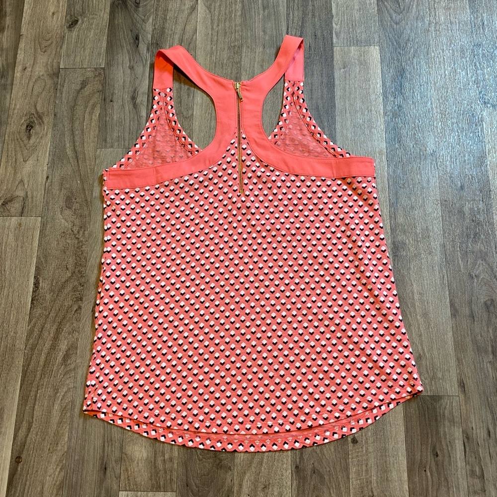 Banana Republic Factory Salmon Pink Squares Racerback Tank Blouse Small - Picture 3 of 7